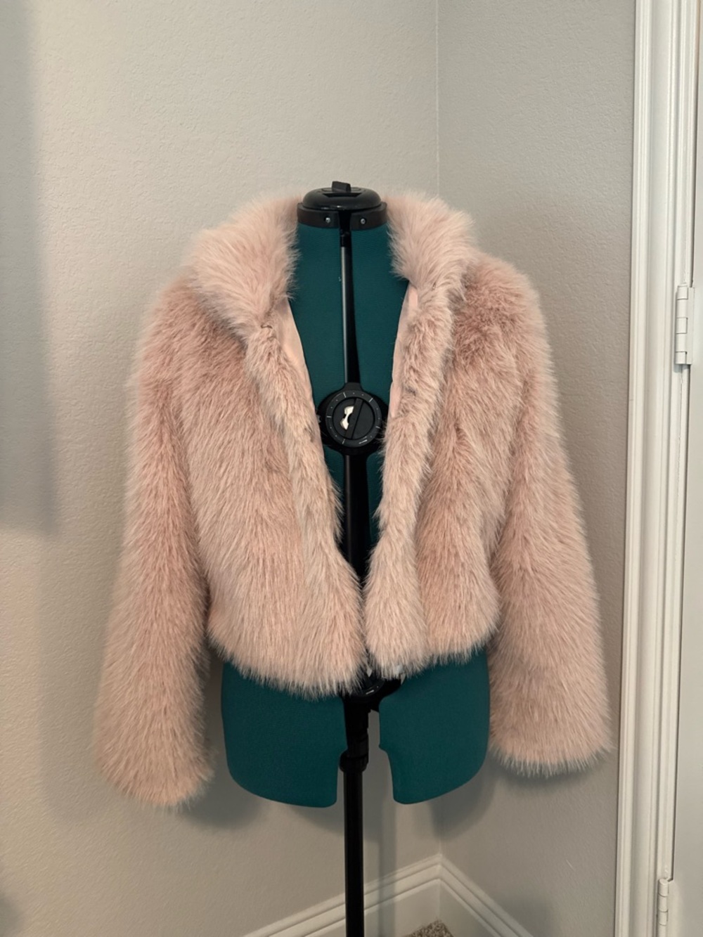 Altar'd State Blush Faux Fur Cropped Jacket